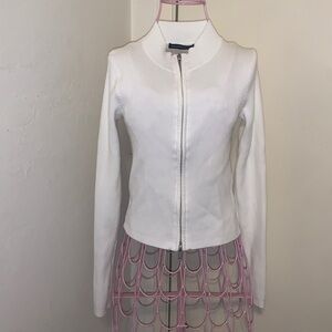 -Brandy Melville white ribbed zipper sweater top one #MH2093 One Size fits most